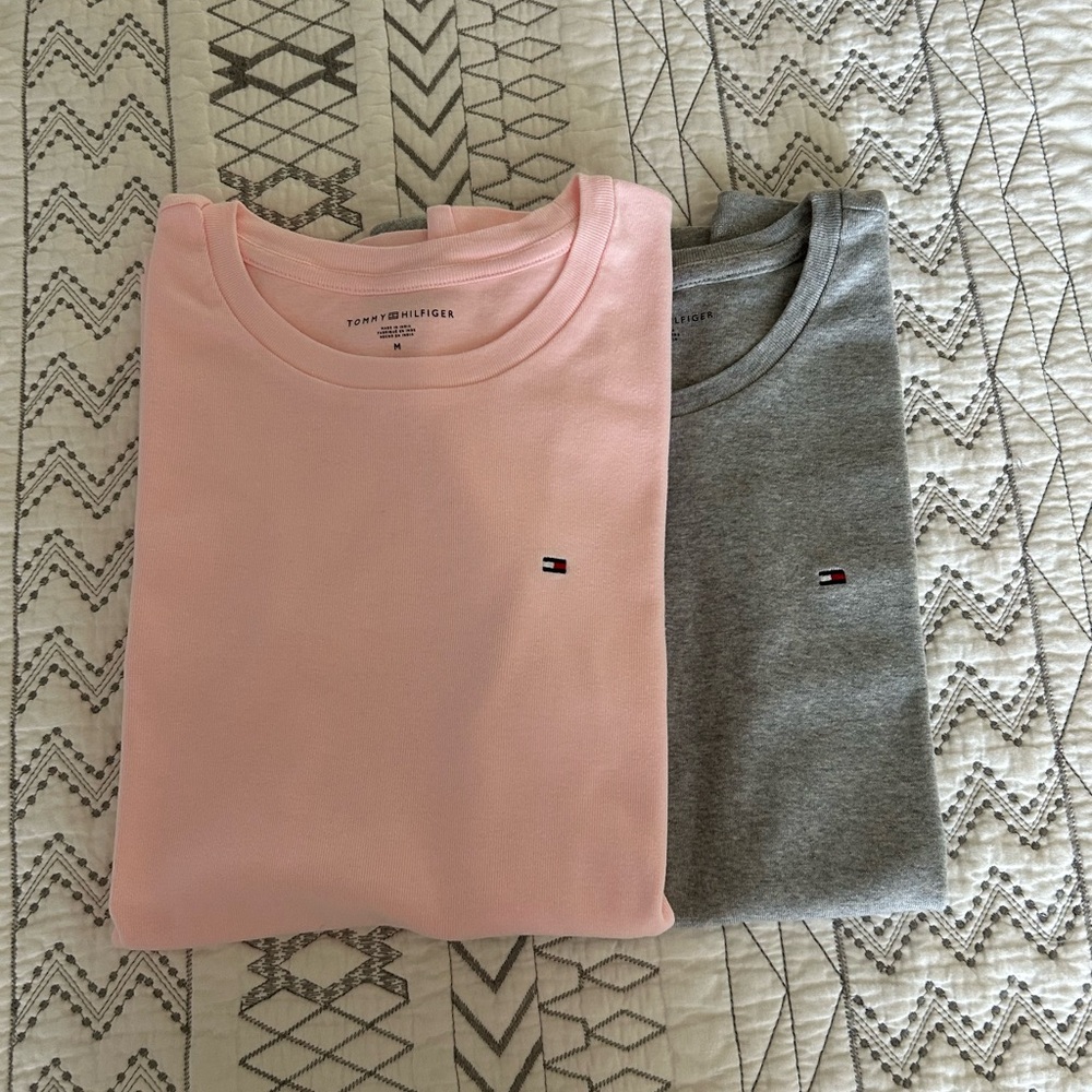 Tommy Hilfiger Pink and Gray Tees